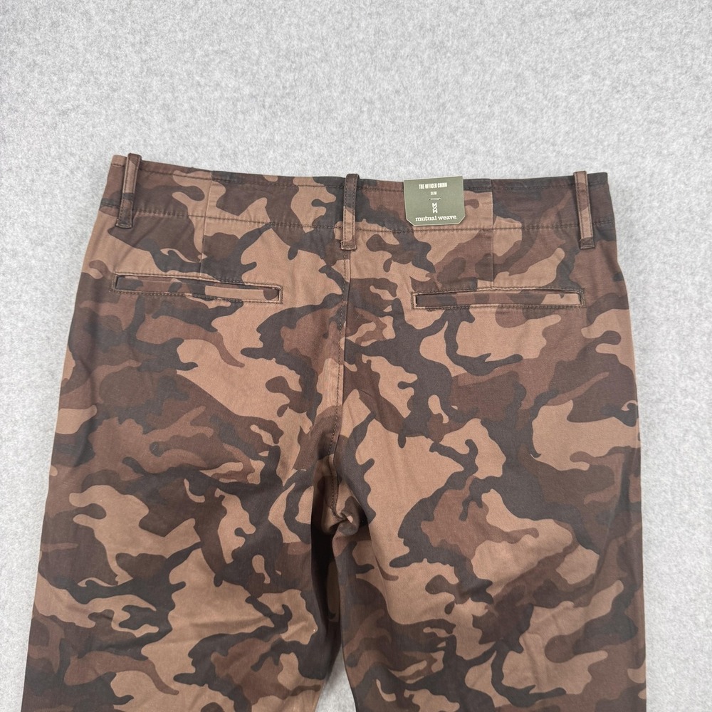 Mutual Weave Pants Mens 32x30 Brown Camo Slim Fit Officer Chino Stretch NEW - Picture 6 of 10